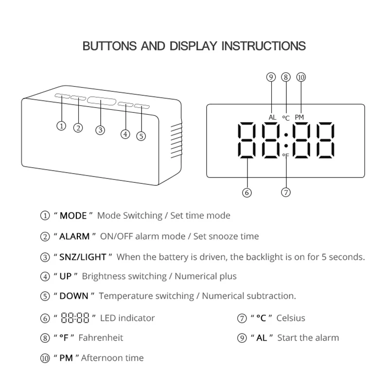 Digital Alarm Clock | LED Mirror