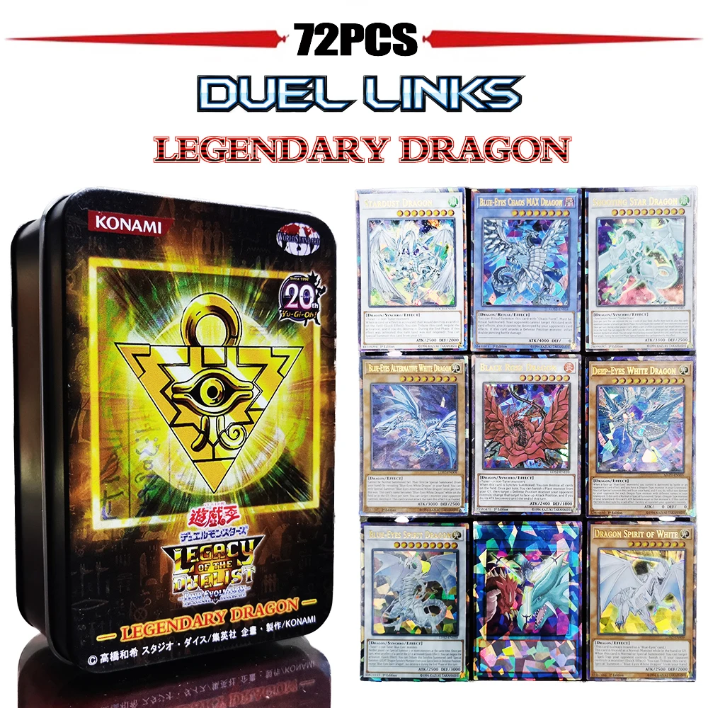 72PCS Yugioh Cards with Tin Box Yu Gi Oh Card Holographic English Version  Golden Letter Duel Links Game Card Blue Eyes Exodia|Board Games| -  AliExpress