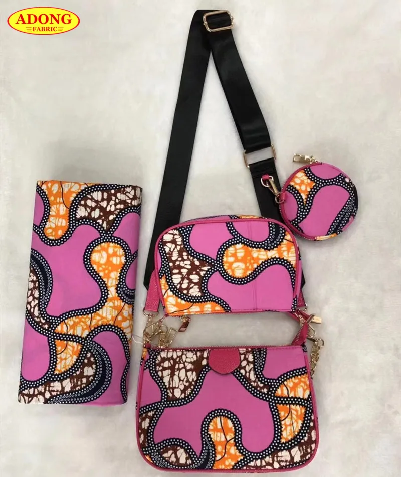 

African Single Shoulder Bag 100%Cotton Design High Quality Ankara Wax Fabrics With 6Yards Real Dutch Wax Prints Fabric For Dress