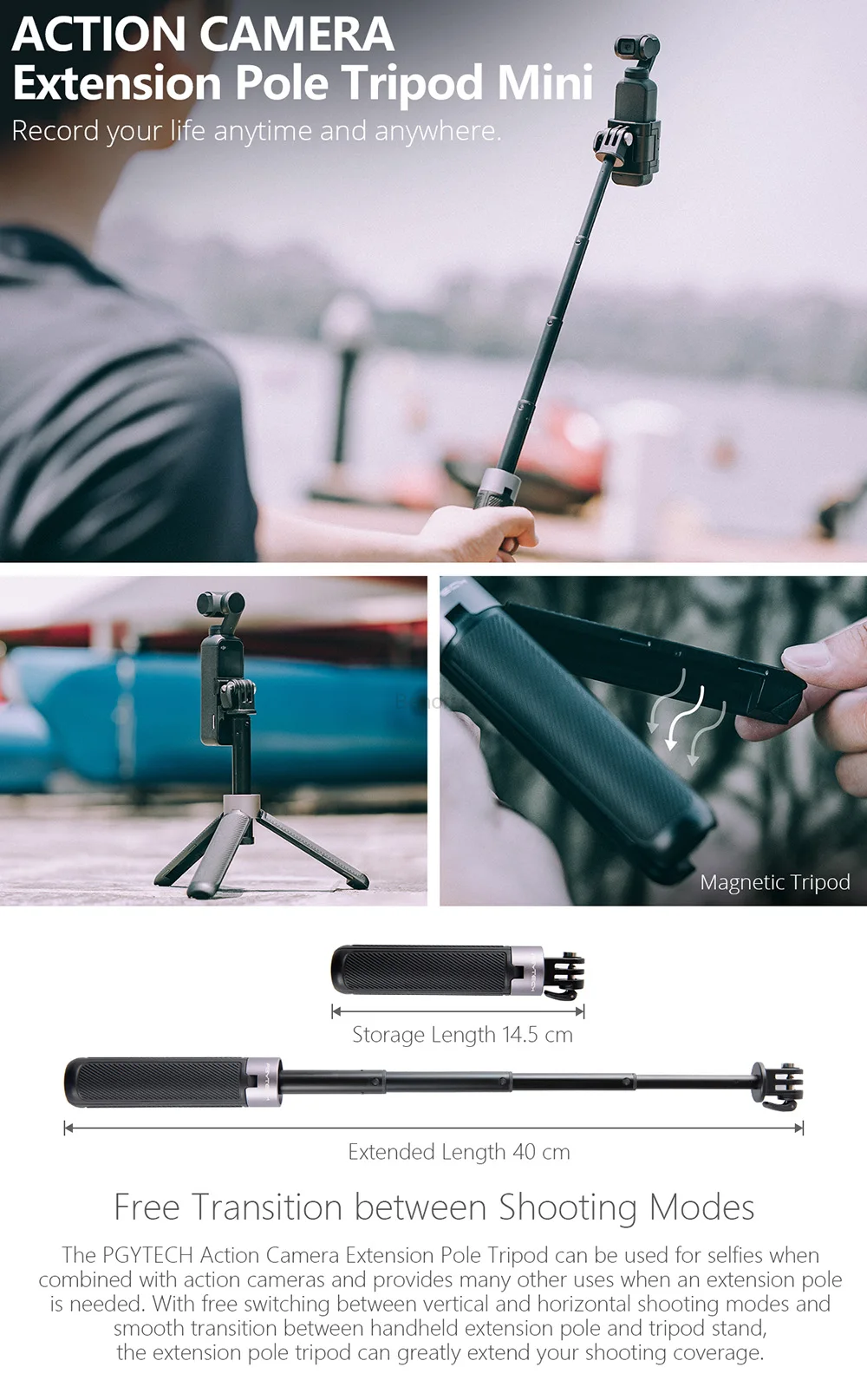 PGYTECH Osmo Pocket Vlog Set& Travel Set Selfie Stick Carrying Case Tripod Gimbal Protector for DJI Osmo Pocket Accessories