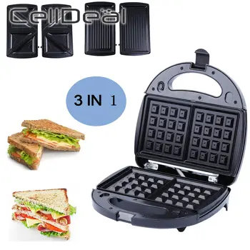 

3 in 1 Sandwich Electromechanical Sandwich Toaster Stainless Steel Material Anti-stick Coating Contact Oven Waffle Table Grill