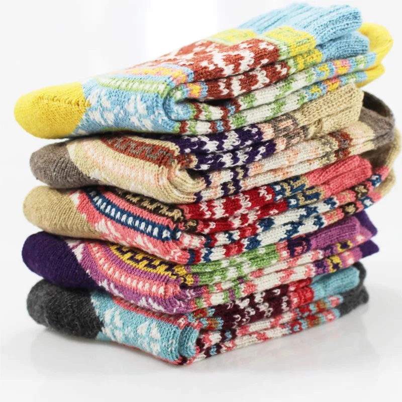 5 Pares De Calcetines De Lana Para Mujer, Calcetines De Lana Acogedores
