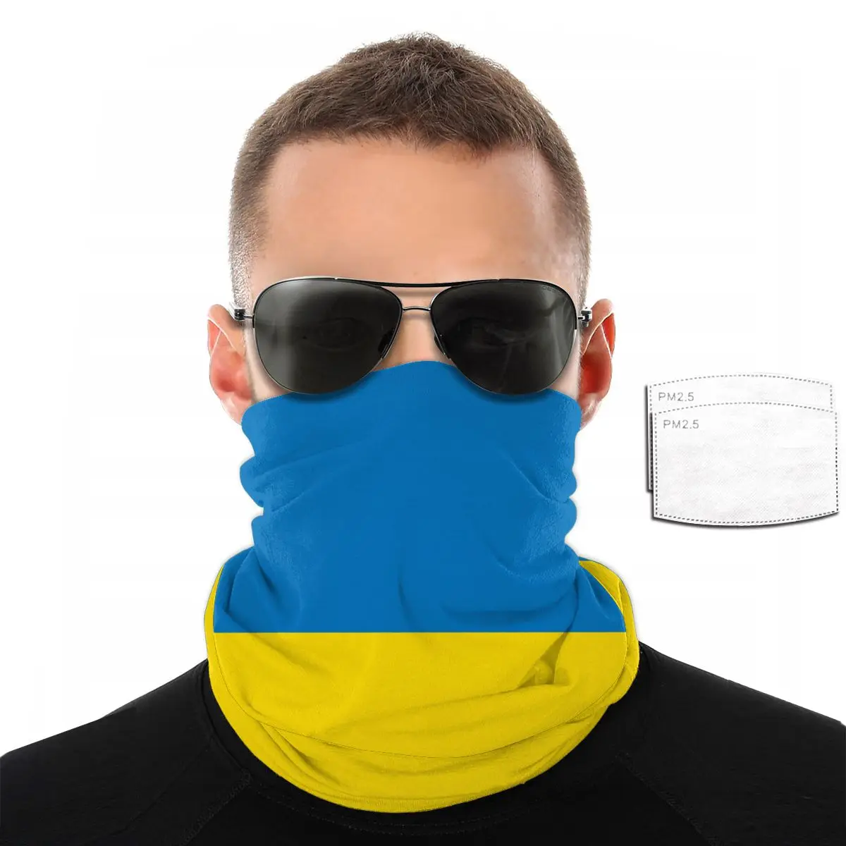 

Шарф для лица с украинским флагом и 2 фильтрами, универсальный головной платок, повязка на голову, маска для верховой езды