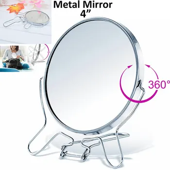 

4" Round Makeup Cosmetic Mirror 360 Degree Rotation Two Side Mirror Magnifier Stainless Steel Frame