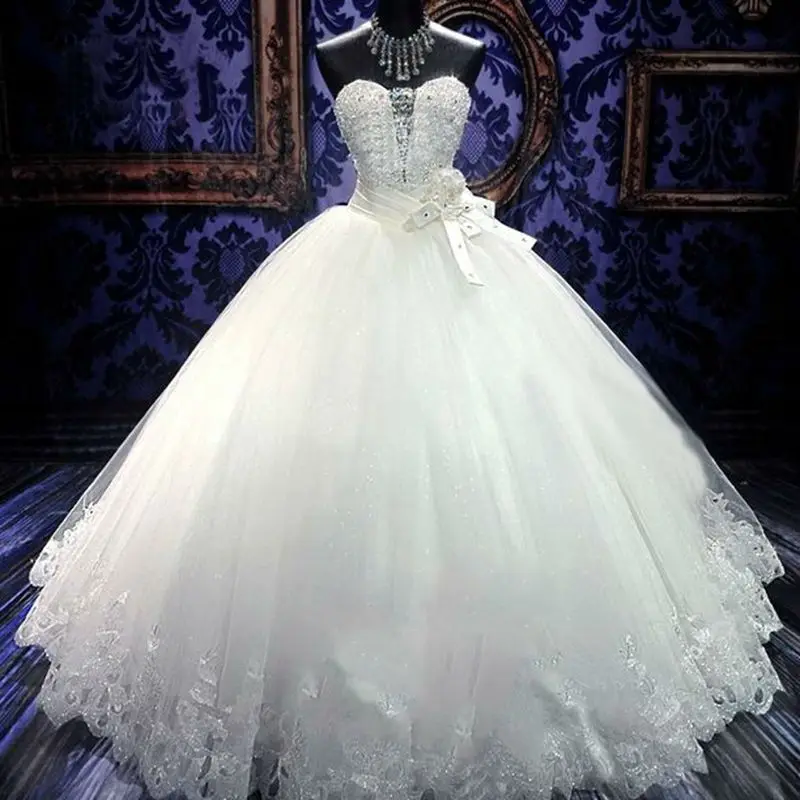 plus size rhinestone wedding dress