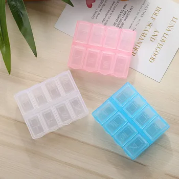 

14 /8Grids Candy Pill Case Medicine Tablet Dispenser Organizer 7 Days Weekly Pill Box Splitters Pill Storage Organizer Container