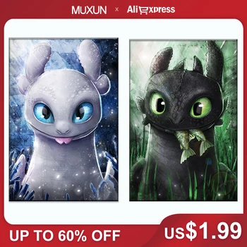 

Muxun Diy 5D Diamond Painting Dragon Full Square 3D Diamond Crystal Embroidery Animal Diamond Mosaic Cartoon Home Decor Lx278
