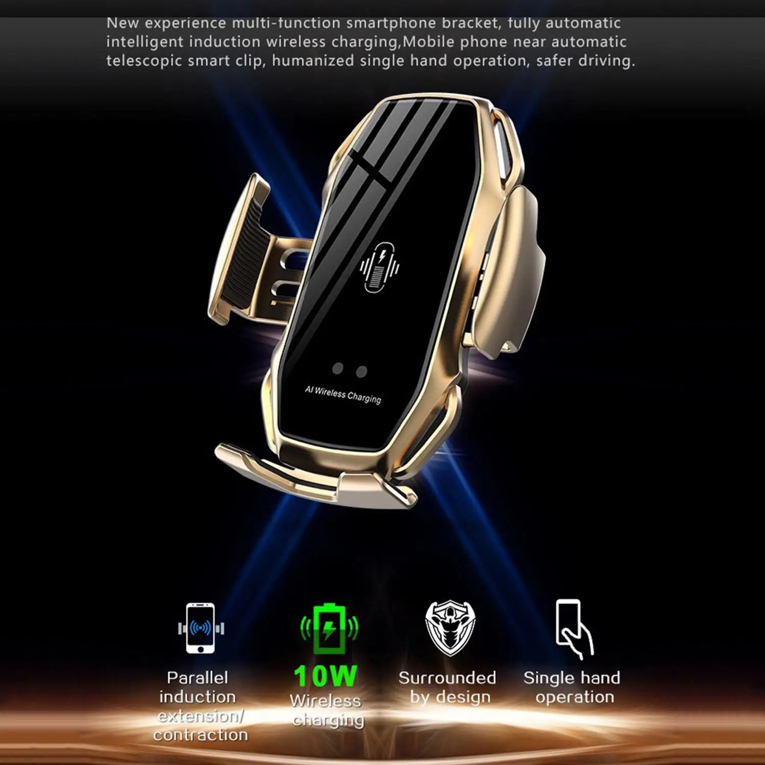 Двухпозиционная умная Индукционная Беспроводной Зарядное устройство автомобильное крепление 10 Вт Быстрая зарядка держатель для Samusng S10/10+/9/8 Note9 Iphone XS XR XS MAX по стандарту Qi
