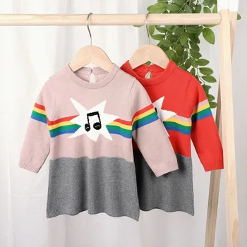 

2020 Baby Girl Casual Dress Autumn New Dress Long Sleeve Knitted Tutu Dress Kids Toddler Pageant Sundress5