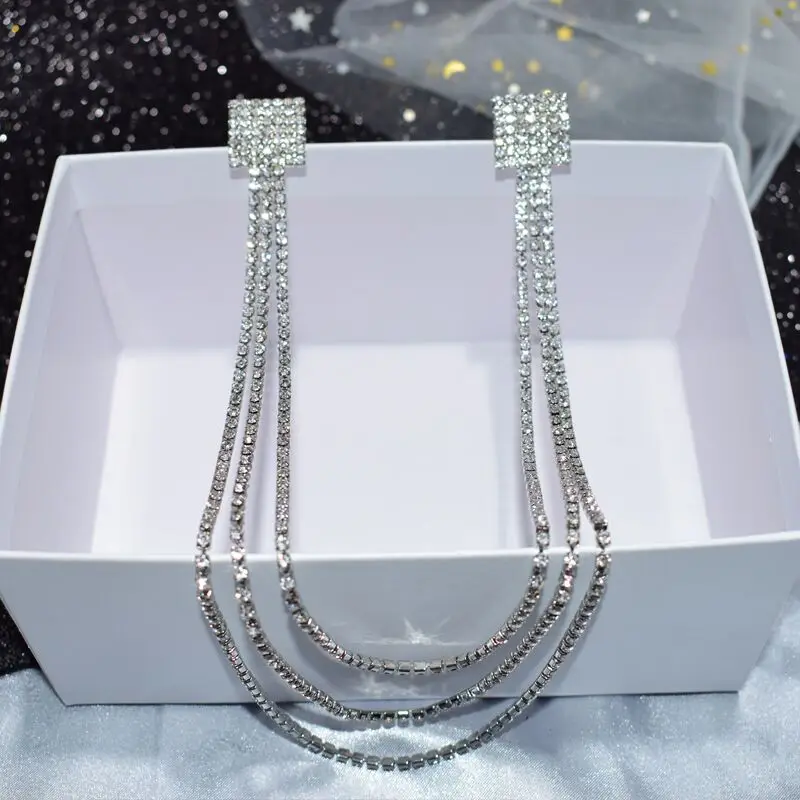 

2020 shiny Rhinestone Vintage Broches pins Multi-layer Chain crystal brooch fashion long Tassel brooches for women jewelrr