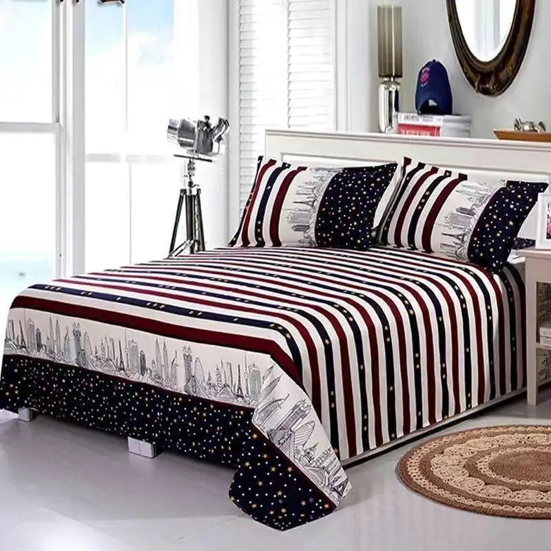 3 Pcs Bed Set 1 Pc Sheet + 2 Pillowcase Floral Print Flat For Children Adults Single Double Cotton Bedsheets | Дом и сад