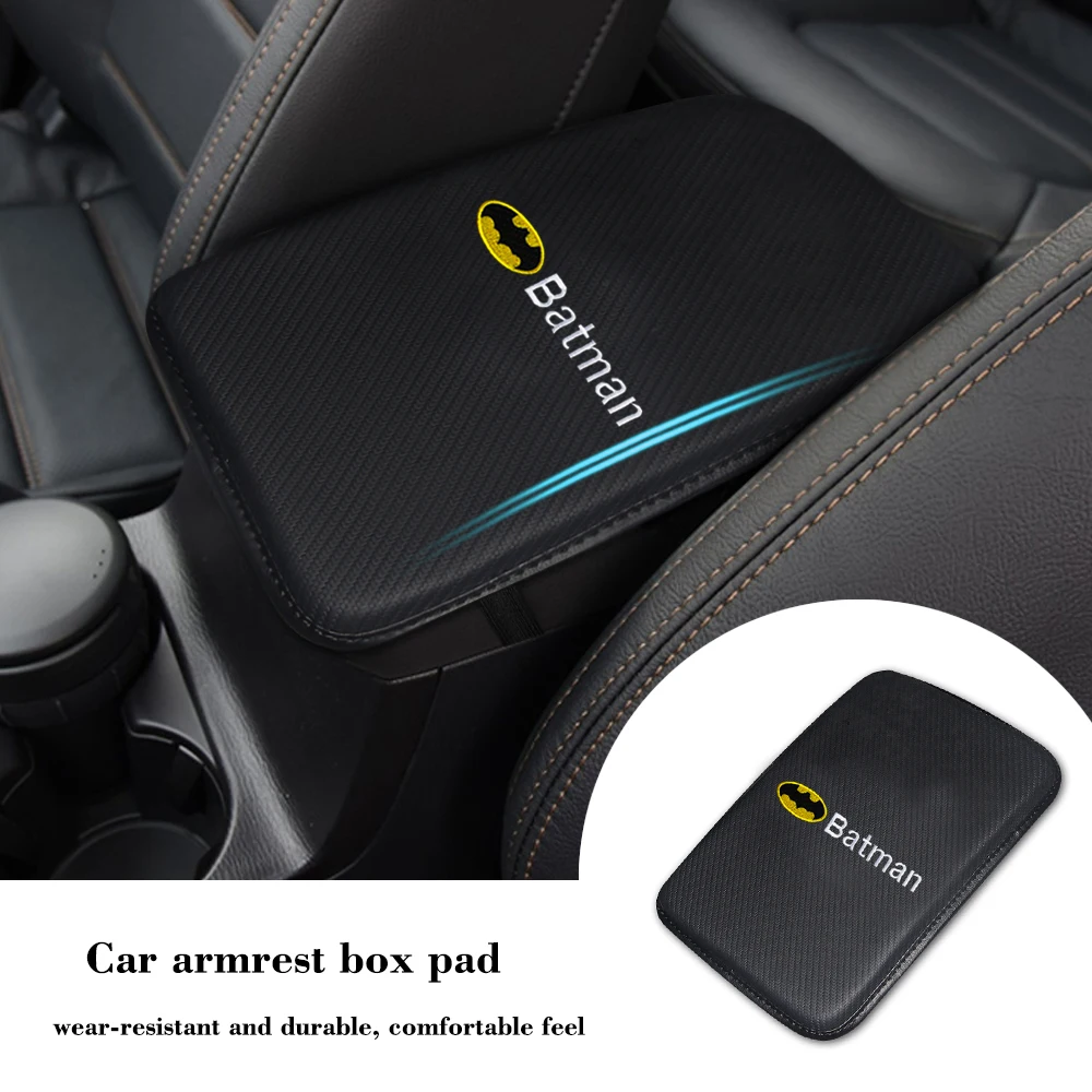 

Car Armrest Box Cushion Centre Armrest Mat Interior Protector Pad with Car Logo Batman Logo Car Decals For Toyota Volkswagen