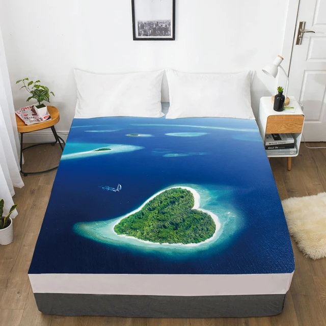 Sábana bajera de lujo 3D, ropa de cama con banda elástica, Funda de  colchón, Sábana, ropa de cama, paisaje de verano, 160x20/150x200 -  AliExpress