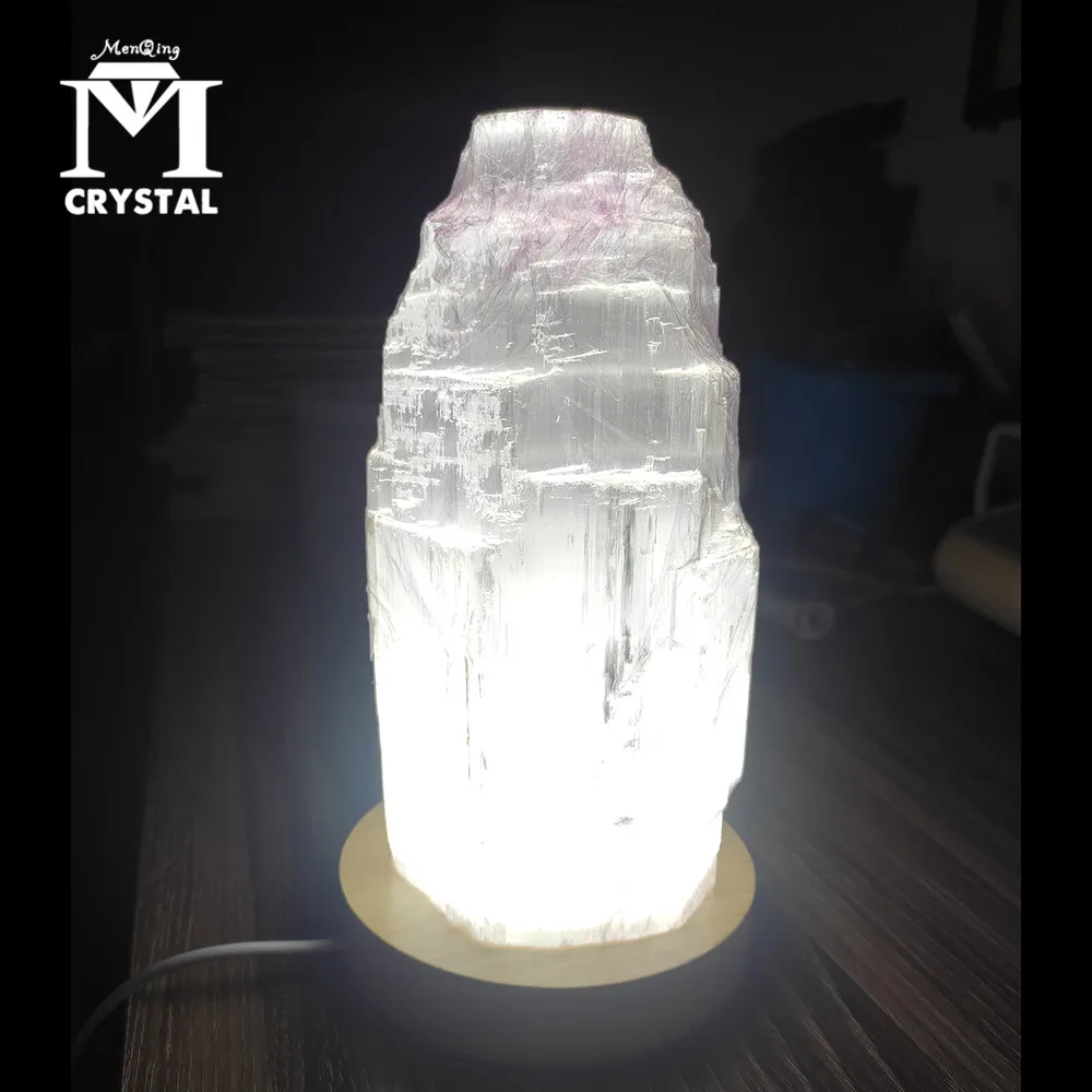Большой натуральный кварц селенит гипс кристалл usb-лампа башня светодиодный свет
