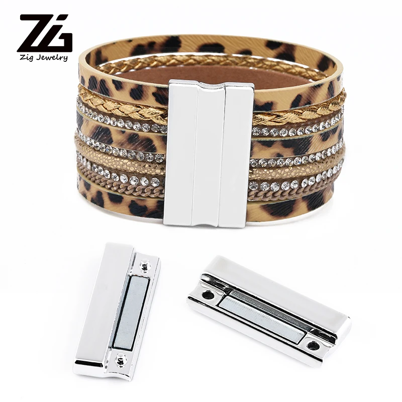 ZG для женщин и мужчин Сделай Сам браслеты с пряжкой металлические магнитные застежки для кожаного браслета ювелирные изделия аксессуары