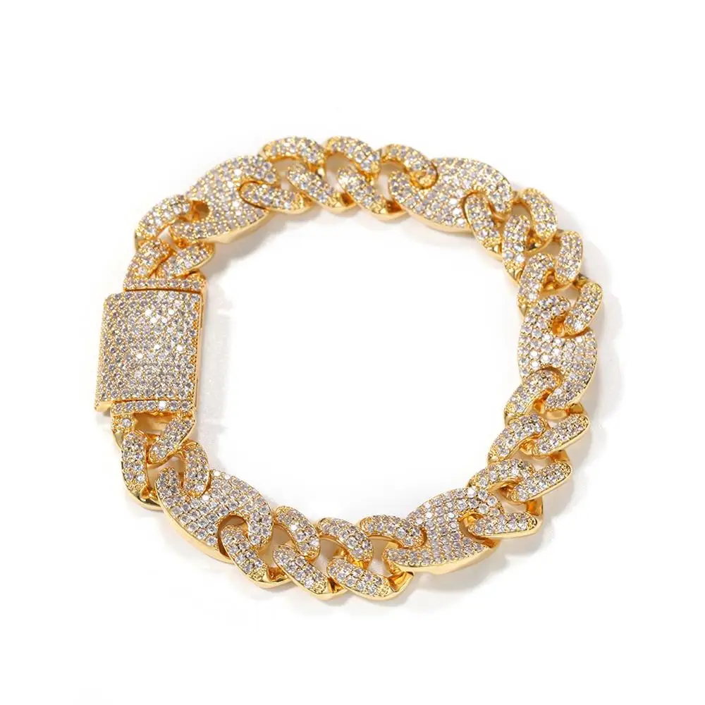 

12mm AAA Cubic Zirconia Paved Bling Iced Out Cuban Miami Chain Bracelets Necklaces for Men Hip Hop Rapper Jewelry