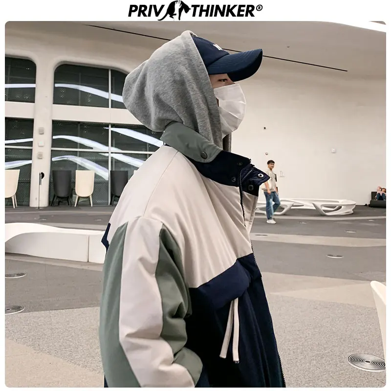 Privathinker мужские свободные плотные теплые зимние лоскутные куртки пальто мужские Новая Куртка Harajuku мужская верхняя одежда Winderbreak Parka