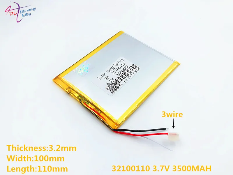 3 линия литиевая батарея литий-полимерная батарея 32100110 3,7 V 3500MAH 30100110 планшетный компьютер навигация встроенный аккумулятор