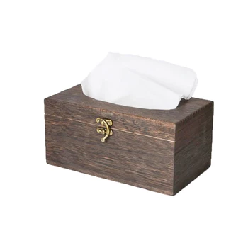 

Storage Toilet Paper Flip Top Case Solid Wooden Organizer Retro Tissue Box Home Napkin Holder Universal Decoration Car