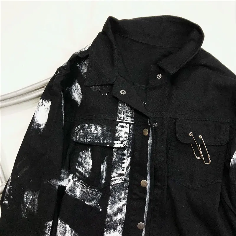 Chaquetas Mujer Свободная джинсовая куртка для женщин граффити Пальто черное винтажное пальто BF куртка-бомбер джинсовое пальто для женщин оверсайз