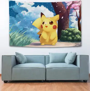

Pikachu Pokemon Painting Tapestry 3D Printing Tapestrying Rectangular Home Decor Wall Hanging 06