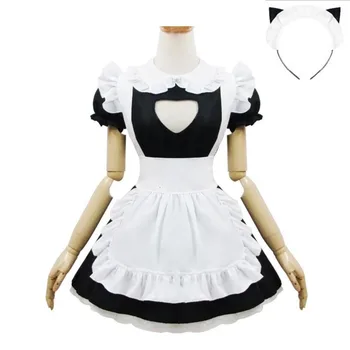 

Sexy Lolita Black White Cute Cat Maid Women Waitress Dress Cosplay Costume Anime Apron Dress Christmas Halloween Outfit French