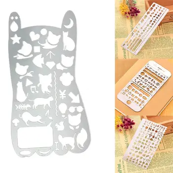 

Multi-function Ruler Drawing Graffiti Bookmark Stainless Lace Steel Pattern Diy Ruler Geometry Hollow Drawing Ruler Tool F4K6