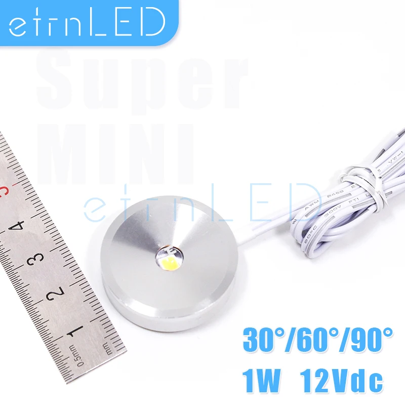 

etrnLED 1W 12V Spotlights Indoor Mini Foco Led Dimmable Round Surface Mounted Under Cabinet Light Stair Showcase Cupboard OSRAM