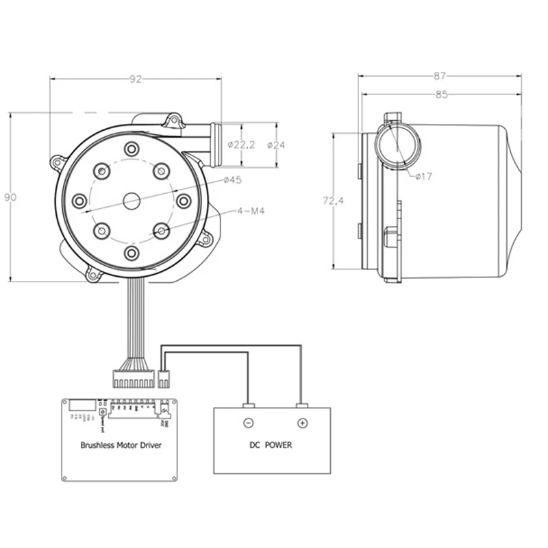 GTBL DC24V высокоскоростной вакуумный двухслойный воздух, оборудование для защиты окружающей среды, центробежный вентилятор постоянного тока