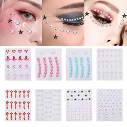 Makeup Diamond Eyes Face Festival DIY Body Crystal Gems Tattoo Adhesive Rhinestone Nail Art Decoration Acrylic Eyeshadow Sticker