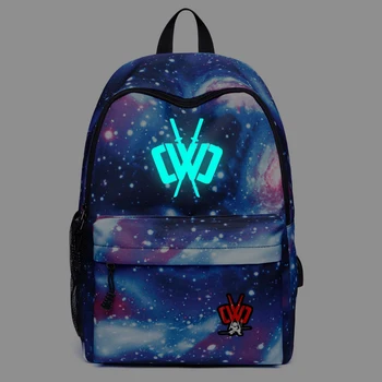 

New fashion CWC Women Men Unisex Galaxy Travel Rucksack Casual Luminous Backpack Student School Bag USB Charging Cable Bag