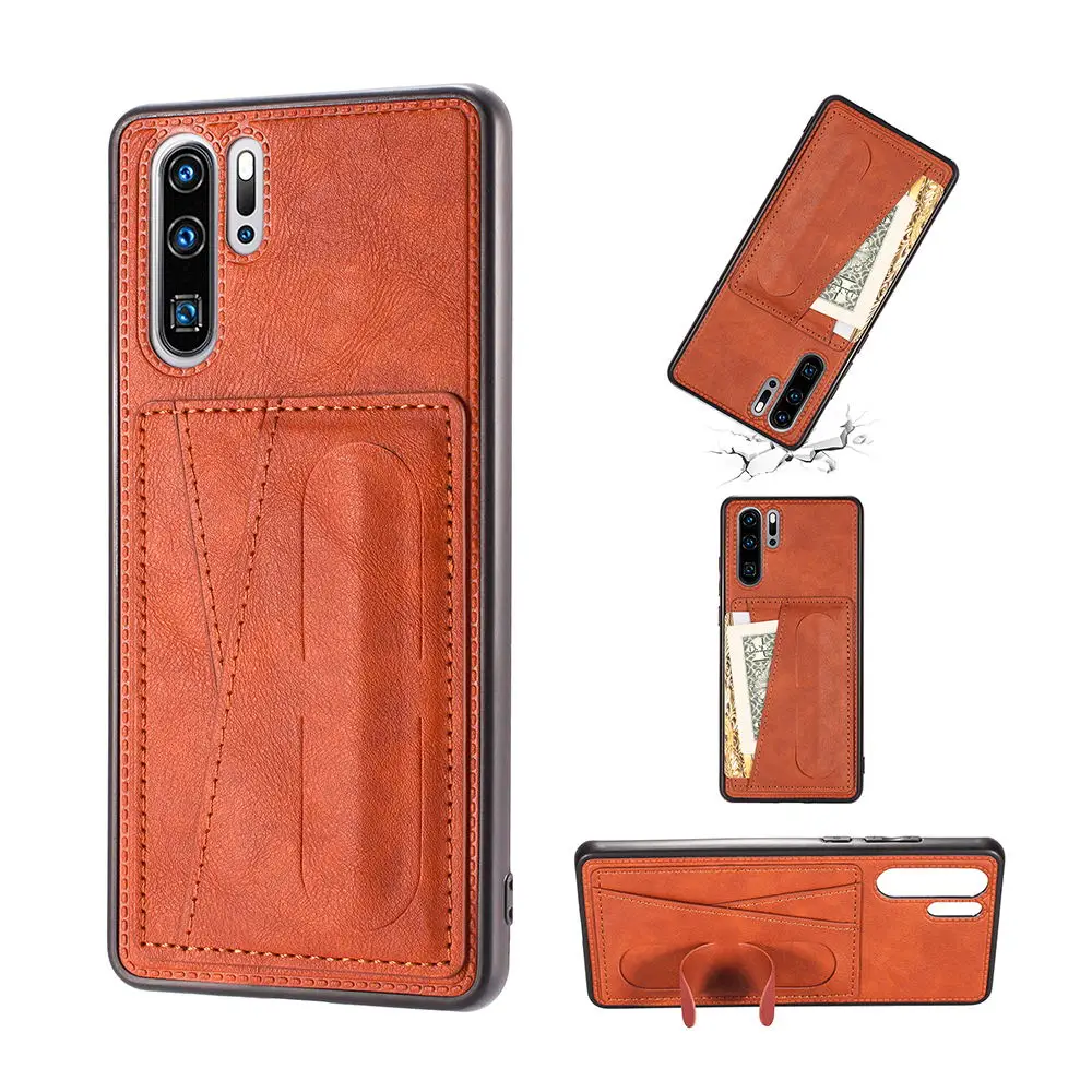 Кожаный пружинный кронштейн, чехол для телефона для HuaWei P30 Pro Чехол для телефона с бумажником задняя крышка Coque Capa