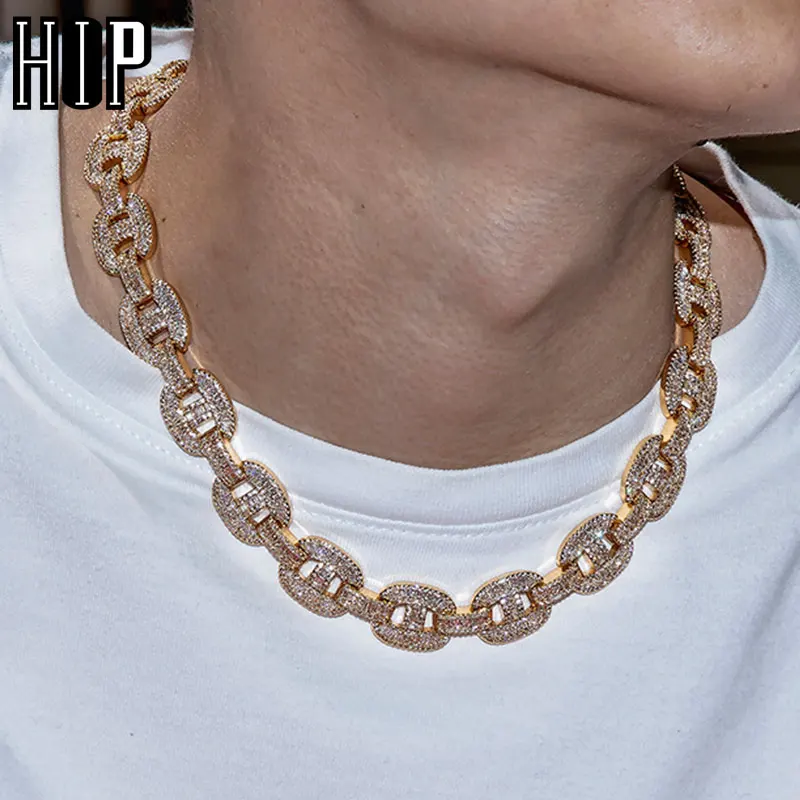 

Hip Hop Iced Out Miami Baguette 16MM Big Box Clasp Cuban Necklaces Silver Plated Cubic Zirconia Necklace For Men's Jewelry