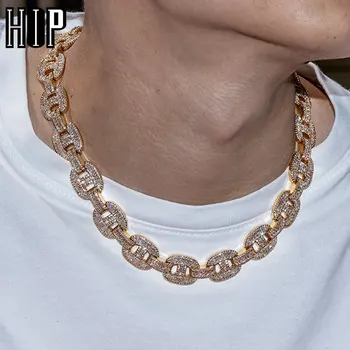 

Hip Hop Iced Out Miami Baguette 16MM Big Box Clasp Cuban Necklaces Silver Plated Cubic Zirconia Necklace For Men's Jewelry