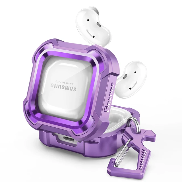 Wireless Earphone Charging Box For Samsung Galaxy Buds Live Bluetooth Headset Protective Shockproof Cover Box With Buckle Purple