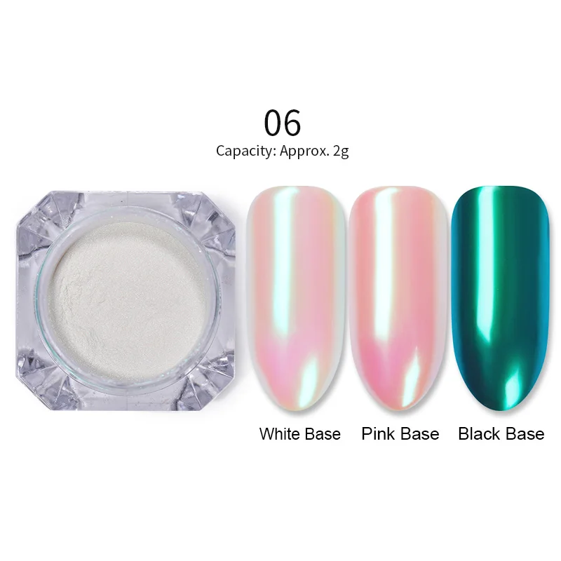 Pearl-06 Блеск для голографические наклейки для ногтей Dip порошок для ногтей зеркальная полировка хромированные пигменты украшения для ногтей Лазерная Ослепительная пыль - Цвет: Pearl-06