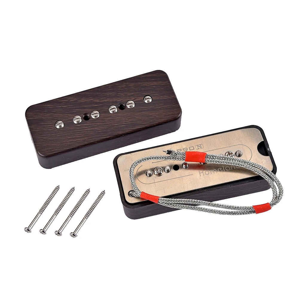 Rosewood 2 шт P90 Soapbar одинарные звукосниматели шеи и моста для сменный фиксатор для электрогитары - Цвет: Rosewood