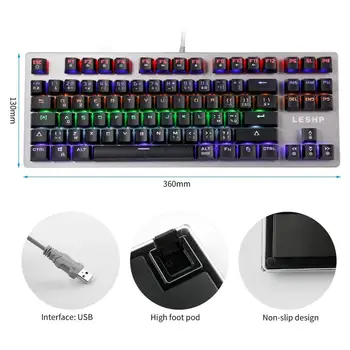 

LESHP Long Life USB Interface Wired Luminescent 6 Color LED Backlight Multimedia Mechanical Game Keyboard For Gaming Office