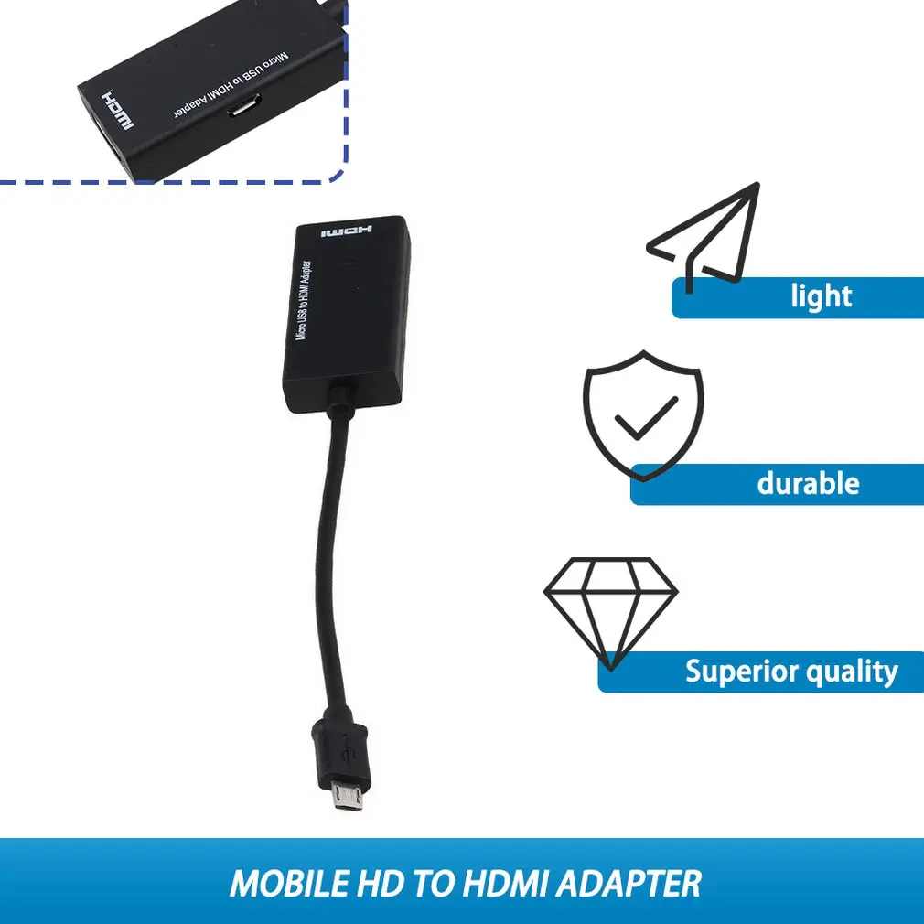 Портативный маленький размер MHL Micro USB мужчина к HDMI Женский Кабель-адаптер для Android смартфонов и планшетов черный