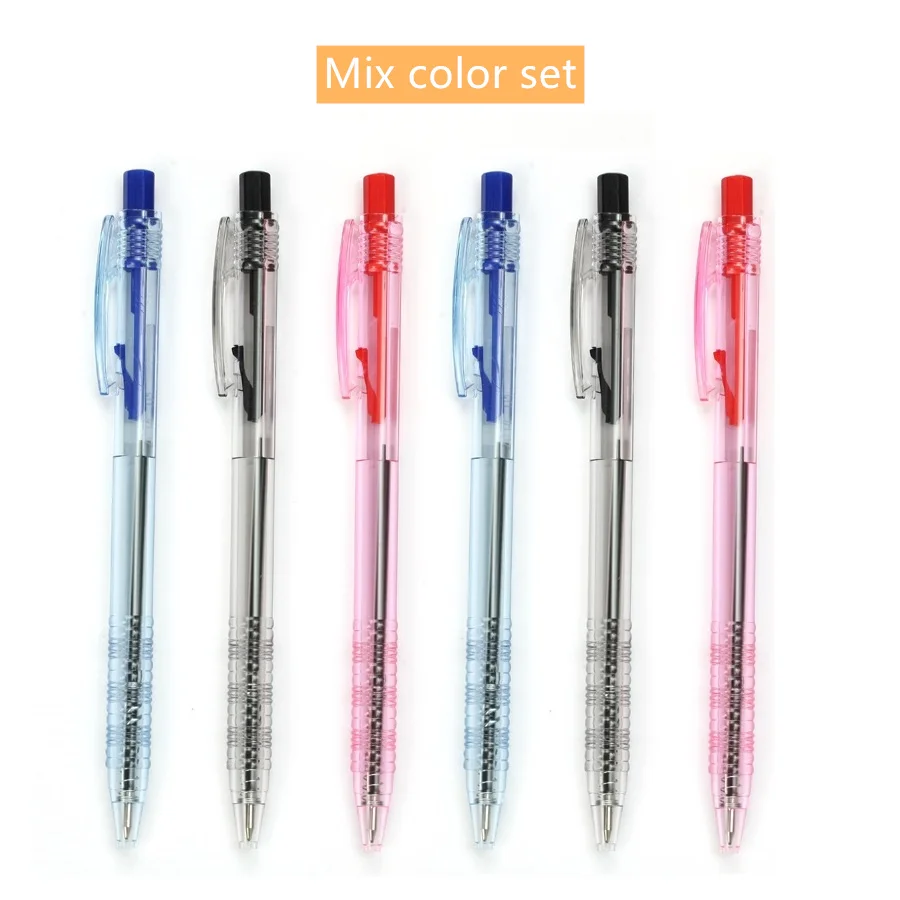 Mix set 6 шт., шариковая ручка 0,7 мм, шариковая ручка, прозрачный, черный, синий, красный цвет, ручки для письма, подписи, для офиса, школы, F510 - Цвет: Mix set