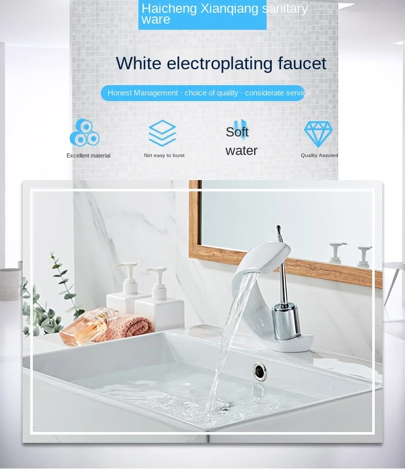 Description Picture 2 of itemCreative Basin Faucet Electroplating Faucet Yabai Bathroom Bathroom Cabinet Faucet Hot and Cold Mixing Faucet  Vanity Faucet