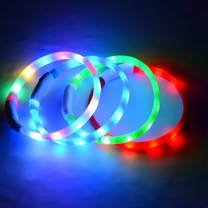 PanDaDa-Collar Led luminoso para perro, con Usb, para noche, recargable, intermitente de seguridad, brillante