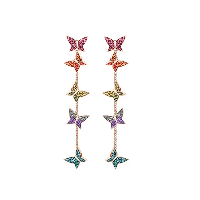 Rose Gold Мэнди Мода стерлингового серебра Высокое качество бабочка серьги женские ювелирные изделия почта - Окраска металла: Rose Gold