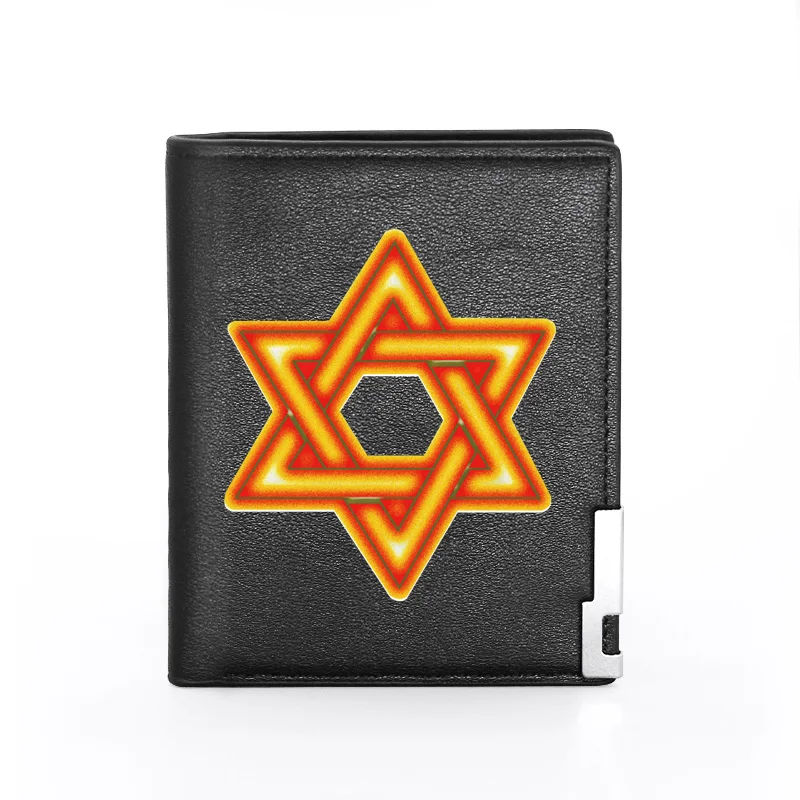 

2020 New Arrivals Judaism Symbols Printing Leather Wallet Men Women Bifold Credit Card Holder Short Purse Male