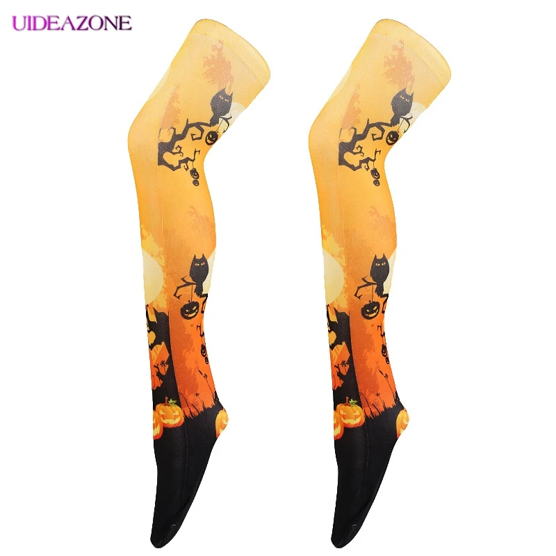 UIDEAZONE, новая мода, 3D цифровая печать, леггинсы в стиле Хэллоуин, женские крутые леггинсы, тыква, призрак, кошмар, принт, чулки выше колена