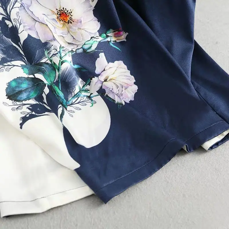 2020 New Women Silk Satin Blouses Plus size Batwing sleeve Vintage Print Floral Blouse Ladies Casual Short sleeve Tops