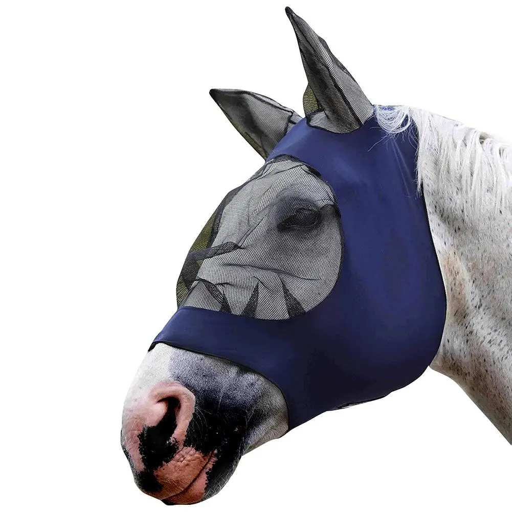 Pet Supplies Horse Fly Mask Comfortable Breathable Horse Detachable Mesh Mask With Ear Anti Mosquito Horse Mask