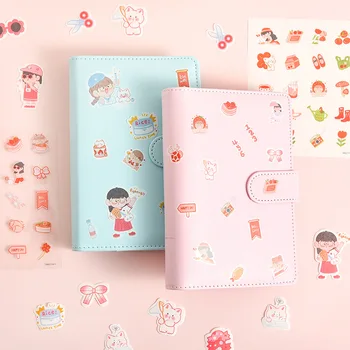 

Cute DIY Basic Pure Color Diary Portable Loose Leaf Notebook 190mm*130mm 100 Sheets Lined+Grid Paper 2020 New