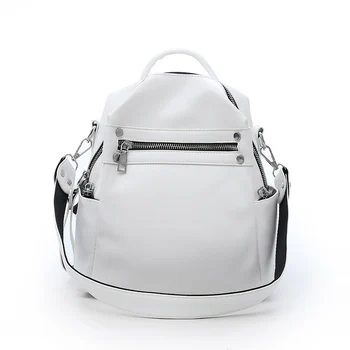 

Fashion Women Soft Leather Small Backpack Designers Brand Multifunction Solid School Bags for Teenage Girls Mochila Feminina