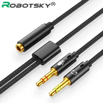 

Robotsky Headphone Splitter Male To Two Male Adapter Cable 3.5mm Jack Earphone Adapter Aux Cable For Samsung iPhone Xiaomi
